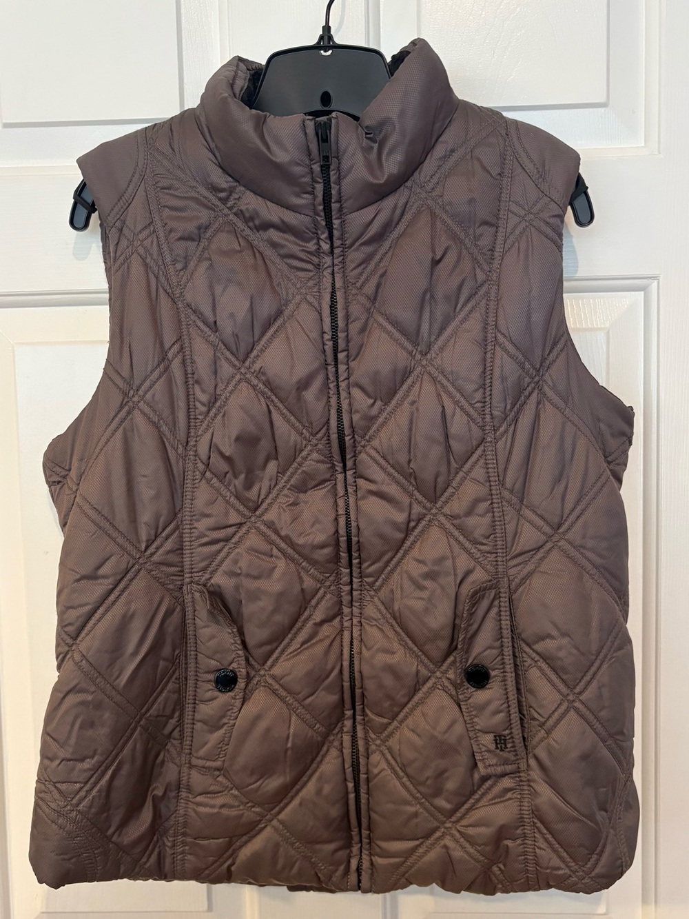 Tommy Hilfiger Women’s Gray Quilted Full Zip Puffer Vest w/ Pockets Size L